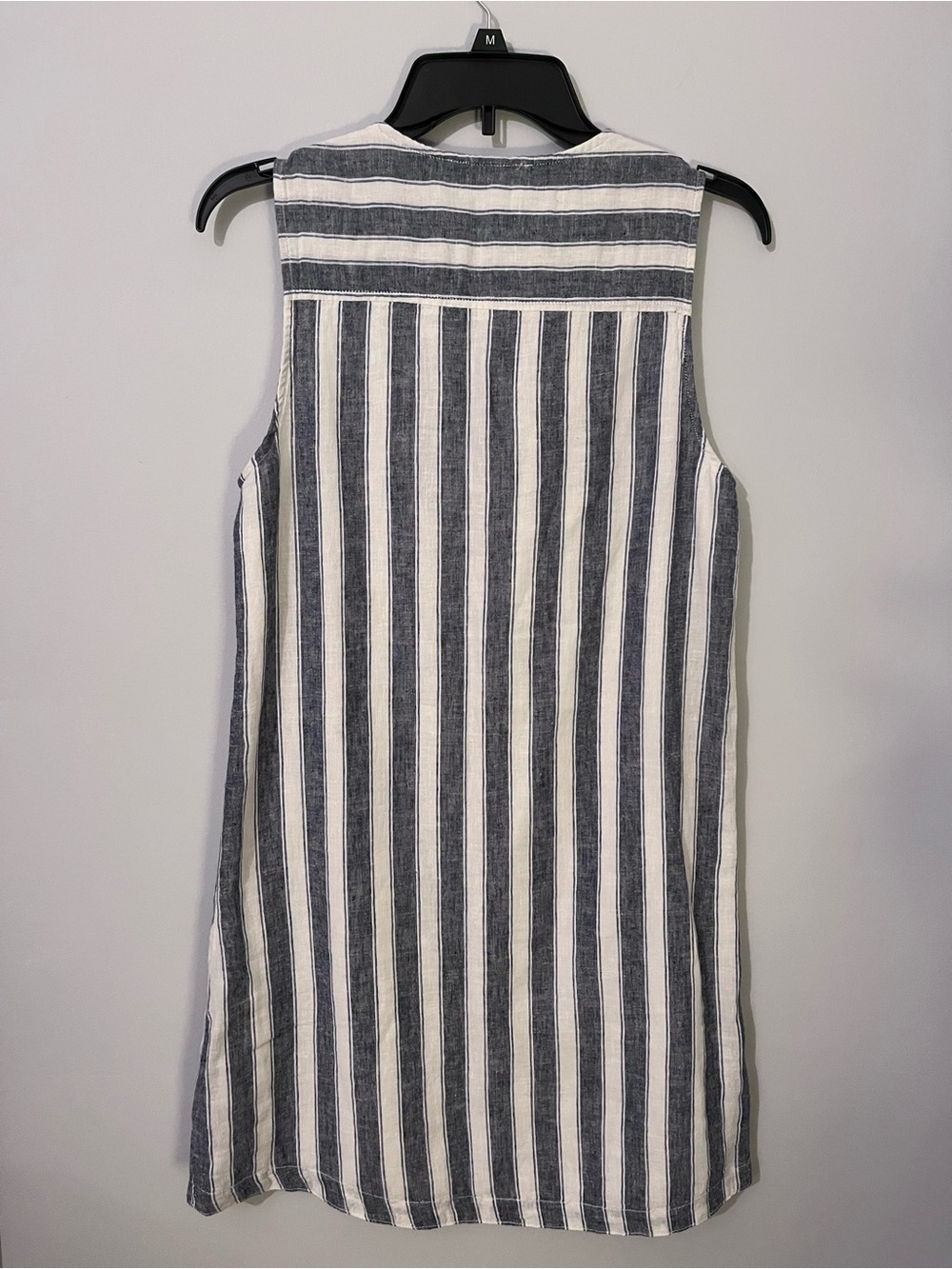 beachlunchlounge Sleeveless Navy and White Striped Cotton Linen Dress Sz S - Picture 2 of 9